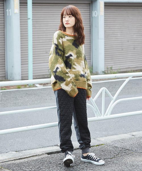 CUBE SUGAR（キューブシュガー）の「モヘアタッチ ジャガード クルーネック 総柄 プルオーバー（ニット/セーター・レディース・ベージュ/ネイビー/カーキ・M）」の11枚目の写真