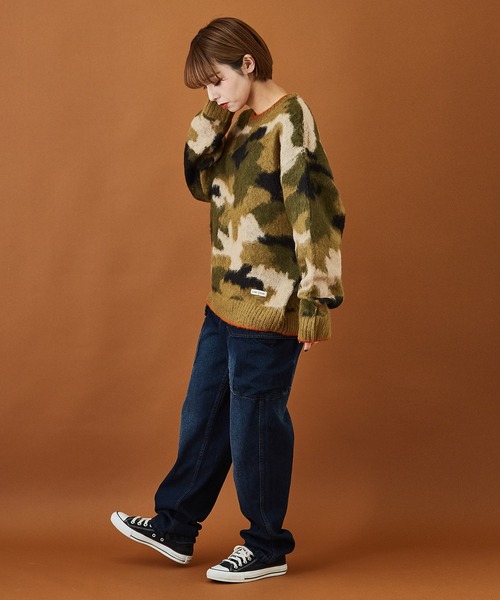 CUBE SUGAR（キューブシュガー）の「モヘアタッチ ジャガード クルーネック 総柄 プルオーバー（ニット/セーター・レディース・ベージュ/ネイビー/カーキ・M）」の15枚目の写真