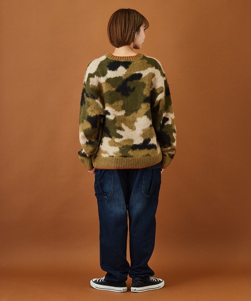 CUBE SUGAR（キューブシュガー）の「モヘアタッチ ジャガード クルーネック 総柄 プルオーバー（ニット/セーター・レディース・ベージュ/ネイビー/カーキ・M）」の16枚目の写真