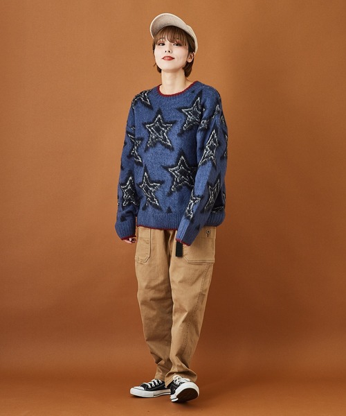 CUBE SUGAR（キューブシュガー）の「モヘアタッチ ジャガード クルーネック 総柄 プルオーバー（ニット/セーター・レディース・ベージュ/ネイビー/カーキ・M）」の18枚目の写真