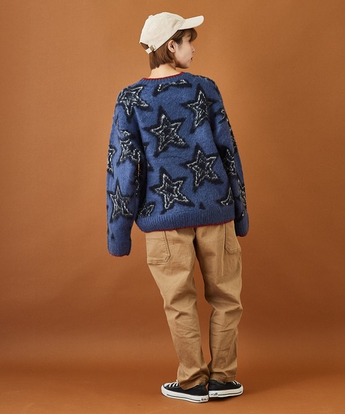 CUBE SUGAR（キューブシュガー）の「モヘアタッチ ジャガード クルーネック 総柄 プルオーバー（ニット/セーター・レディース・ベージュ/ネイビー/カーキ・M）」の20枚目の写真