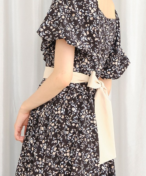 【DINT】♡ミカド フラワー ワンピース♡ ≪美人百花掲載≫ 水彩フラワータックワンピース【イージーケア