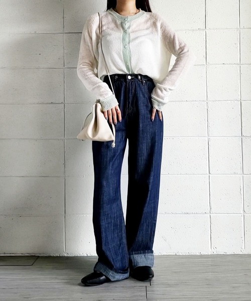 me+em select（ミームセレクト）の「シアーバイカラーカーディガン（カーディガン/ボレロ・レディース・ブラウン/ホワイト/ブルー・FREE）」の22枚目の写真