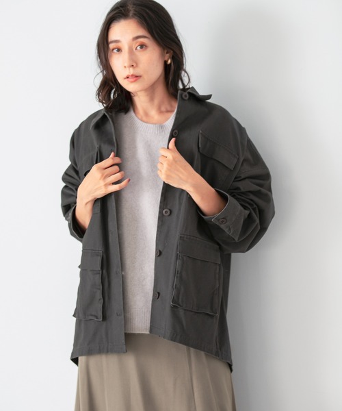 LEPSIM（レプシィム）の「ミリタリードルマンシャツジャケット　959128（ミリタリージャケット・レディース・チャコールグレー/カーキ・FREE）」の19枚目の写真