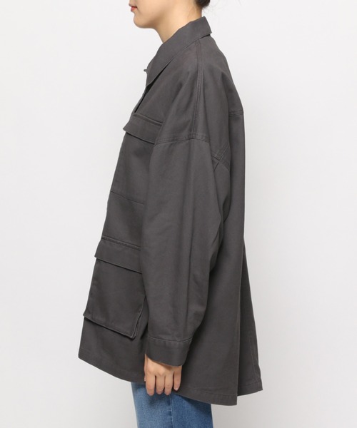 LEPSIM（レプシィム）の「ミリタリードルマンシャツジャケット　959128（ミリタリージャケット・レディース・チャコールグレー/カーキ・FREE）」の16枚目の写真