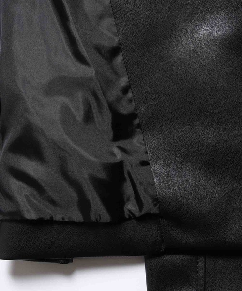 ROPE' PICNIC（ロペピクニック）の「フェイクレザースタンドカラージャケット（ライダースジャケット・レディース・ブラック/ベージュ・38/40）」の6枚目の写真