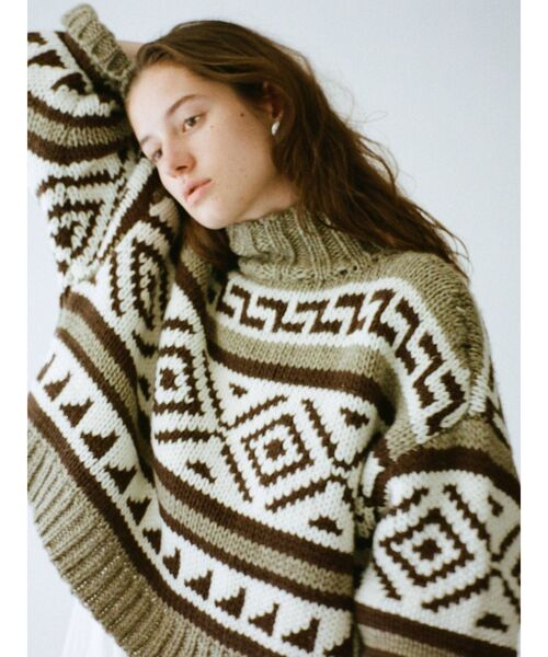 Ungrid（アングリッド）の「ローゲージジャカードニット（ニット/セーター・レディース・オフホワイト/モカ・FREE）」の9枚目の写真