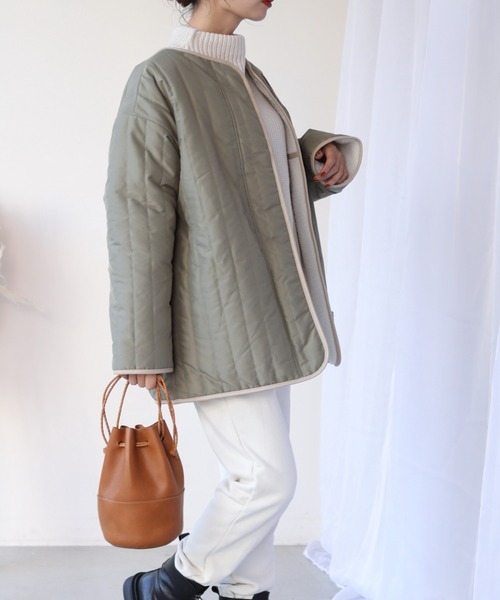 frames RAY CASSIN(フレームスレイカズン)の「【WEB限定】縦キルト×ボアリバーシブルブルゾン(ブルゾン・レディース・ベージュ/カーキ・FREE)」の5枚目の写真