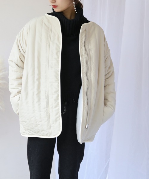 frames RAY CASSIN(フレームスレイカズン)の「【WEB限定】縦キルト×ボアリバーシブルブルゾン(ブルゾン・レディース・ベージュ/カーキ・FREE)」の10枚目の写真