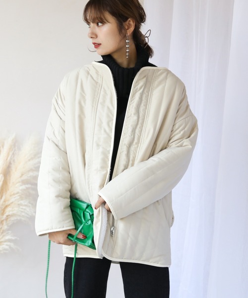 frames RAY CASSIN(フレームスレイカズン)の「【WEB限定】縦キルト×ボアリバーシブルブルゾン(ブルゾン・レディース・ベージュ/カーキ・FREE)」の12枚目の写真