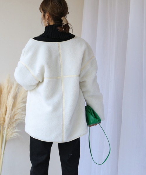 frames RAY CASSIN(フレームスレイカズン)の「【WEB限定】縦キルト×ボアリバーシブルブルゾン(ブルゾン・レディース・ベージュ/カーキ・FREE)」の19枚目の写真