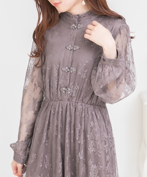 Newlyme（ニューリーミー）の「総レースチャイナワンピース（ワンピース・レディース・ホワイト/ブラック/ベージュ/ブルー/ブラウン・MEDIUM/LARGE）」の4枚目の写真