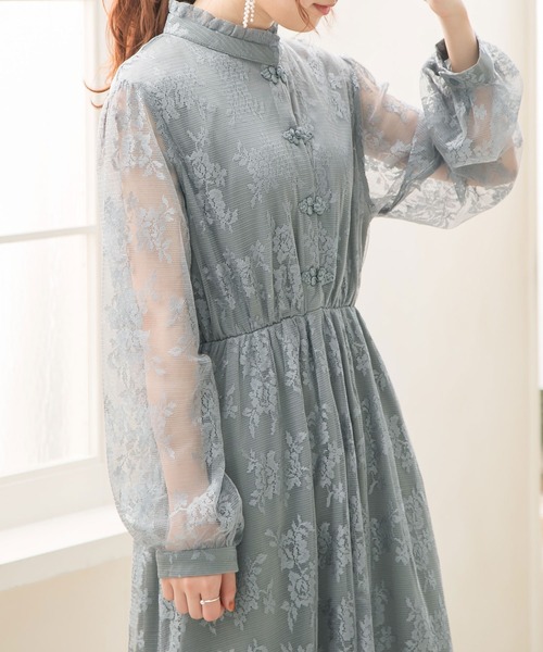 Newlyme（ニューリーミー）の「総レースチャイナワンピース（ワンピース・レディース・ホワイト/ブラック/ベージュ/ブルー/ブラウン・MEDIUM/LARGE）」の5枚目の写真