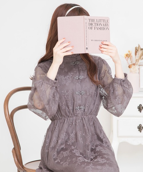 Newlyme（ニューリーミー）の「総レースチャイナワンピース（ワンピース・レディース・ホワイト/ブラック/ベージュ/ブルー/ブラウン・MEDIUM/LARGE）」の7枚目の写真