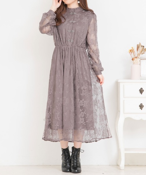 Newlyme（ニューリーミー）の「総レースチャイナワンピース（ワンピース・レディース・ホワイト/ブラック/ベージュ/ブルー/ブラウン・MEDIUM/LARGE）」の8枚目の写真