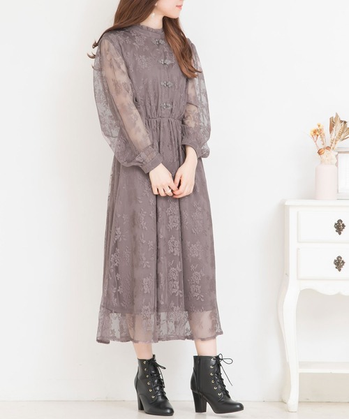 Newlyme（ニューリーミー）の「総レースチャイナワンピース（ワンピース・レディース・ホワイト/ブラック/ベージュ/ブルー/ブラウン・MEDIUM/LARGE）」の10枚目の写真