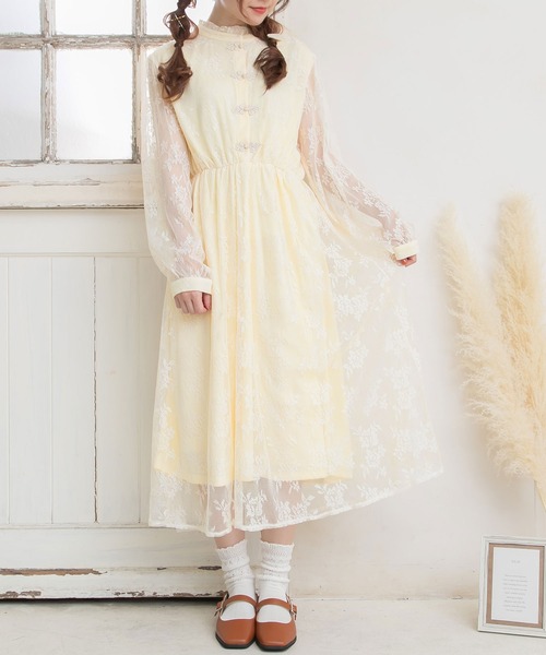 Newlyme（ニューリーミー）の「総レースチャイナワンピース（ワンピース・レディース・ホワイト/ブラック/ベージュ/ブルー/ブラウン・MEDIUM/LARGE）」の12枚目の写真