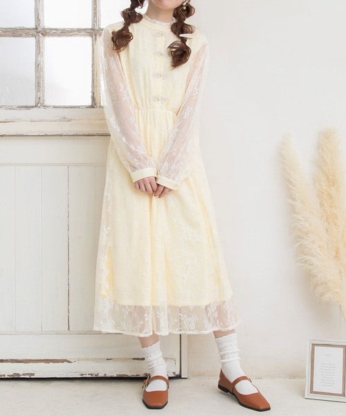 Newlyme（ニューリーミー）の「総レースチャイナワンピース（ワンピース・レディース・ホワイト/ブラック/ベージュ/ブルー/ブラウン・MEDIUM/LARGE）」の13枚目の写真