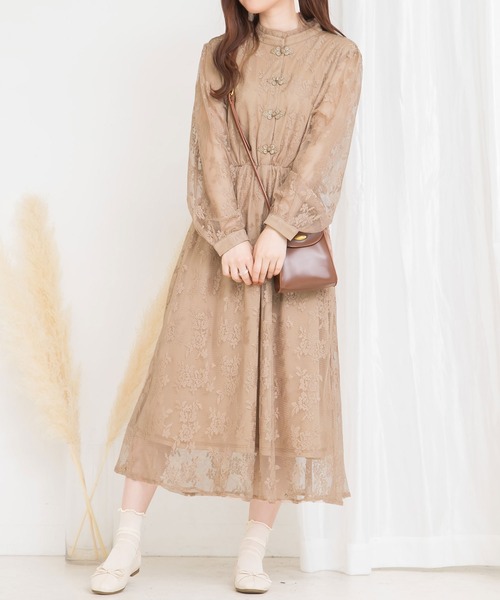 Newlyme（ニューリーミー）の「総レースチャイナワンピース（ワンピース・レディース・ホワイト/ブラック/ベージュ/ブルー/ブラウン・MEDIUM/LARGE）」の16枚目の写真