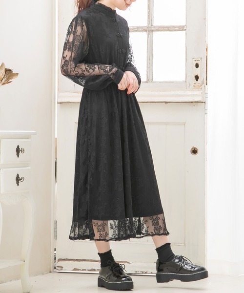 Newlyme（ニューリーミー）の「総レースチャイナワンピース（ワンピース・レディース・ホワイト/ブラック/ベージュ/ブルー/ブラウン・MEDIUM/LARGE）」の20枚目の写真