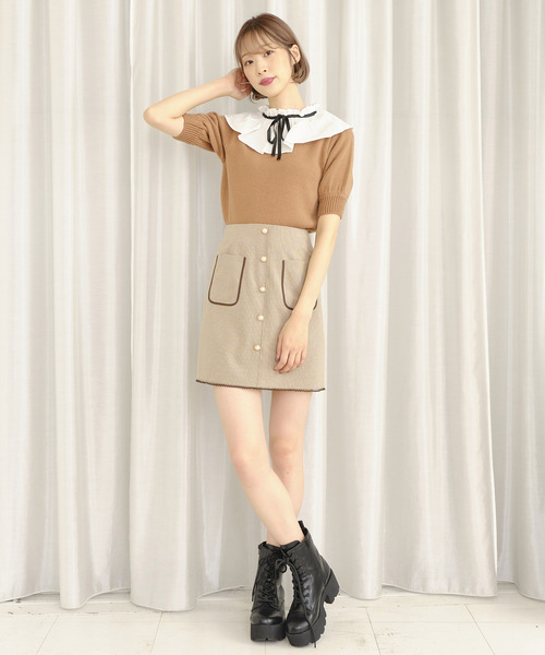 TITTY&CO.（ティティーアンドコー）の「【TIITTY&CO.】パイピングチェックミニスカート（スカート・レディース・ブラック/ブラウン/ネイビー・SMALL/MEDIUM）」の13枚目の写真