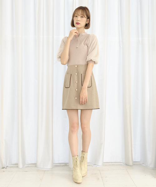 TITTY&CO.（ティティーアンドコー）の「【TIITTY&CO.】パイピングチェックミニスカート（スカート・レディース・ブラック/ブラウン/ネイビー・SMALL/MEDIUM）」の19枚目の写真