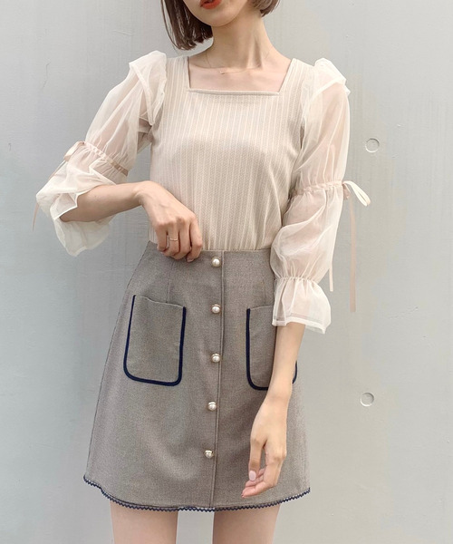 TITTY&CO.（ティティーアンドコー）の「【TIITTY&CO.】パイピングチェックミニスカート（スカート・レディース・ブラック/ブラウン/ネイビー・SMALL/MEDIUM）」の11枚目の写真