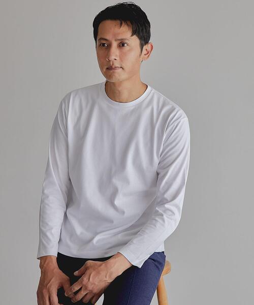 WORK TRIP OUTFITS GREEN LABEL RELAXING(ワークトリップアウトフィッツグリーンレーベル リラクシング)の「<WORK TRIP OUTFITS>クリーン クルーネック カットソー -抗菌-(Tシャツ/カットソー・メンズ・ホワイト/グレー/ダークグリーン・M/L/XL/S)」の1枚目の写真