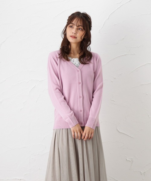 NAVY(ネイビー)の「洗えるニット カシミヤタッチ Vネックカーディガン(カーディガン/ボレロ・レディース・ブラック/ピンク/ベージュ・M/L)」の1枚目の写真