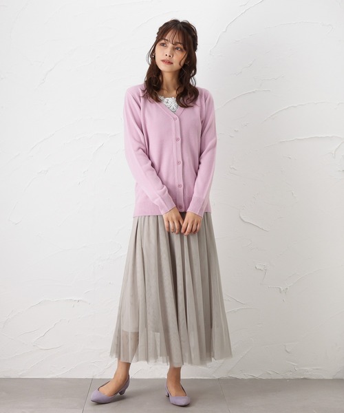 NAVY(ネイビー)の「洗えるニット カシミヤタッチ Vネックカーディガン(カーディガン/ボレロ・レディース・ブラック/ピンク/ベージュ・M/L)」の15枚目の写真