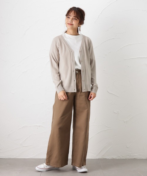 NAVY(ネイビー)の「洗えるニット カシミヤタッチ Vネックカーディガン(カーディガン/ボレロ・レディース・ブラック/ピンク/ベージュ・M/L)」の14枚目の写真
