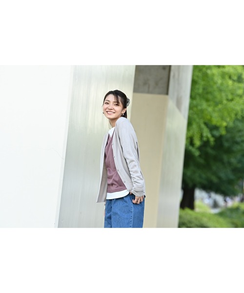 NAVY(ネイビー)の「洗えるニット カシミヤタッチ Vネックカーディガン(カーディガン/ボレロ・レディース・ブラック/ピンク/ベージュ・M/L)」の13枚目の写真
