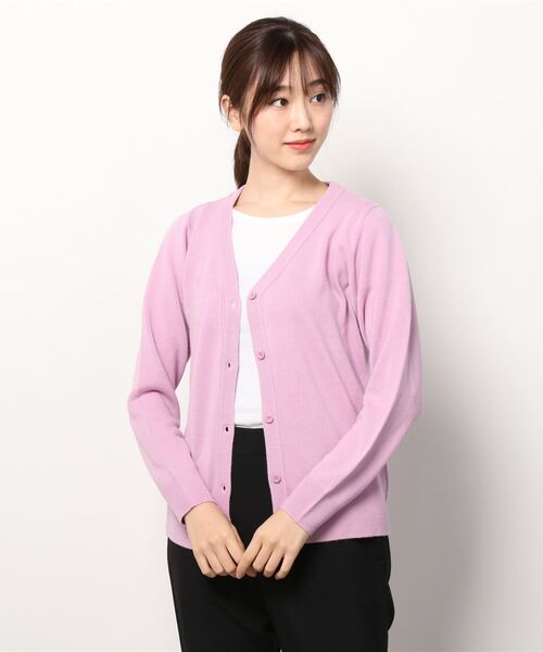 NAVY(ネイビー)の「洗えるニット カシミヤタッチ Vネックカーディガン(カーディガン/ボレロ・レディース・ブラック/ピンク/ベージュ・M/L)」の8枚目の写真