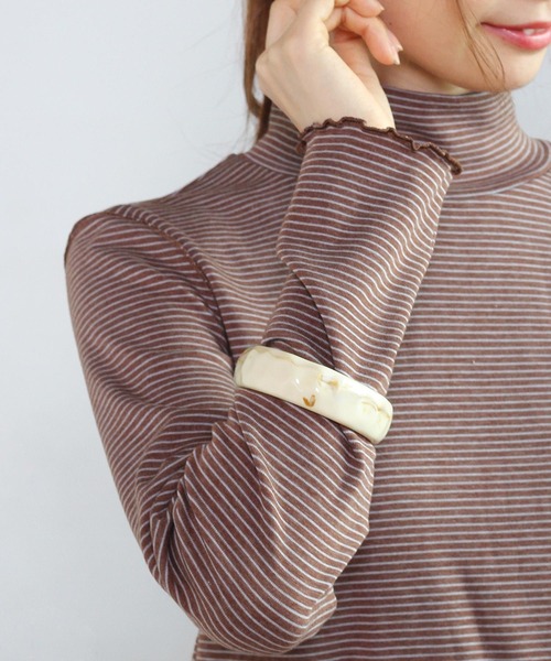 Crisp（クリスプ）の「マーブルワイドバングル（バングル/リストバンド・レディース・ブラウン/アイボリー・FREE）」の3枚目の写真