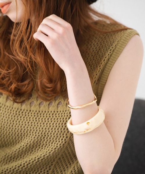 Crisp（クリスプ）の「マーブルワイドバングル（バングル/リストバンド・レディース・ブラウン/アイボリー・FREE）」の12枚目の写真
