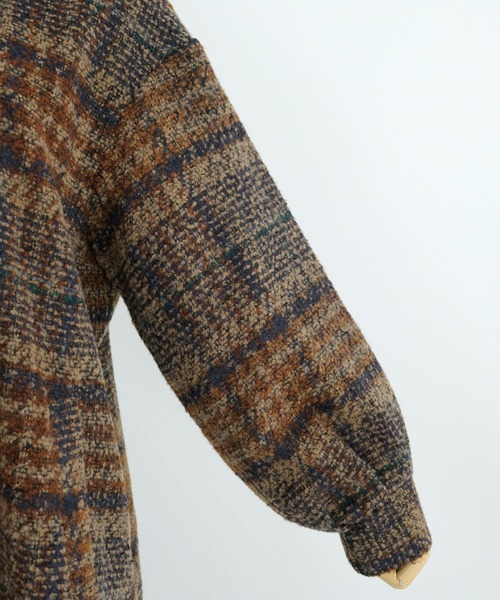 ＡＮＤＪ（アンドジェイ）の「ツイードチェック柄背中タックロングコート（チェスターコート・レディース・ネイビー/ブラウン・M）」の19枚目の写真