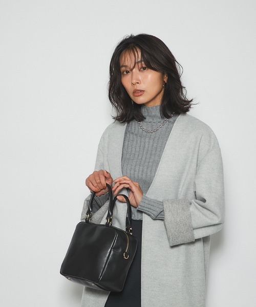 RIVE DROITE（リヴドロワ）の「どんなスタイルにもマッチする　ウールライクカラーレスコート（ノーカラーコート・レディース・グレー/ネイビー/サックスブルー・FREE）」の12枚目の写真