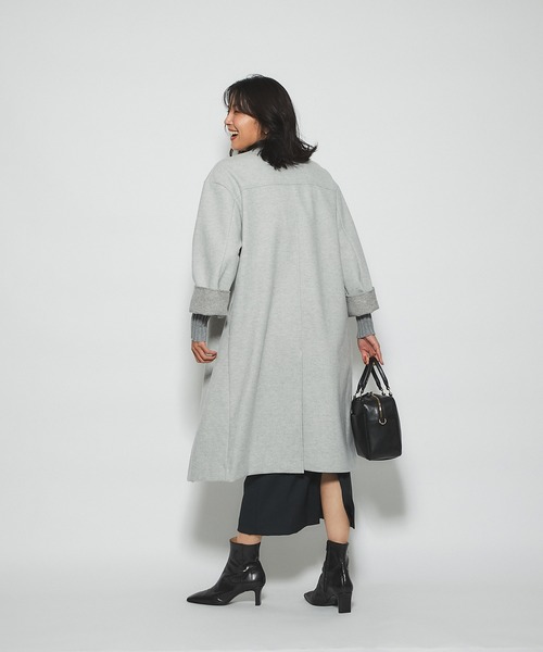 RIVE DROITE（リヴドロワ）の「どんなスタイルにもマッチする　ウールライクカラーレスコート（ノーカラーコート・レディース・グレー/ネイビー/サックスブルー・FREE）」の9枚目の写真