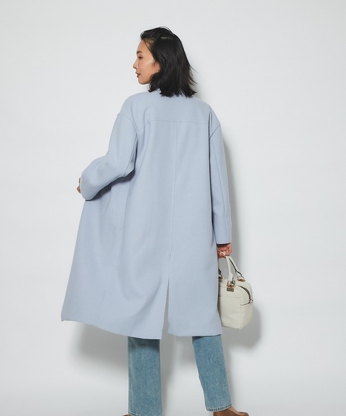 RIVE DROITE（リヴドロワ）の「どんなスタイルにもマッチする　ウールライクカラーレスコート（ノーカラーコート・レディース・グレー/ネイビー/サックスブルー・FREE）」の4枚目の写真