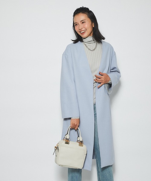 RIVE DROITE（リヴドロワ）の「どんなスタイルにもマッチする　ウールライクカラーレスコート（ノーカラーコート・レディース・グレー/ネイビー/サックスブルー・FREE）」の15枚目の写真