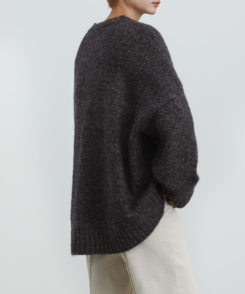 select MOCA（セレクトモカ）の「2021 AW クルーネックルーズミックスショート丈ニット（ニット/セーター・レディース・ブラック/ブラウン/ライトベージュ・FREE）」の18枚目の写真