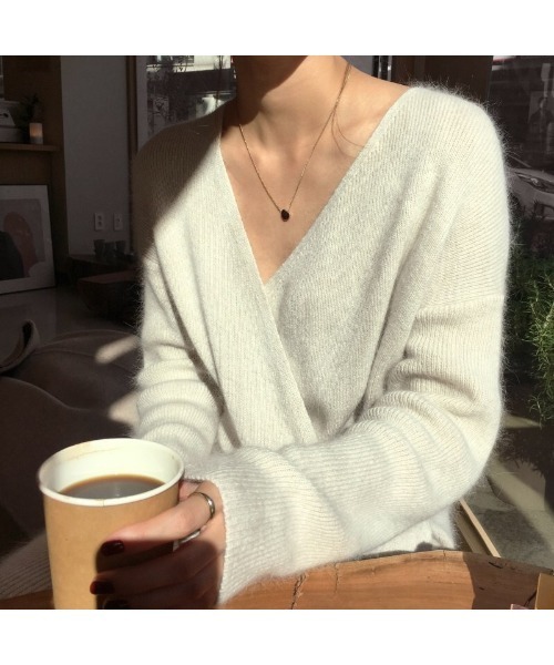 Ritzy(リッツィー)の「大人シルエット カシュクールデザイン コーディガン(カーディガン/ボレロ・レディース・ベージュ/グレー・FREE)」の6枚目の写真
