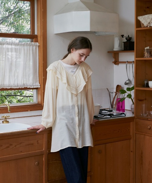 idem(イデム)の「big frill heart blouse/ビッグフリルハートブラウス(シャツ/ブラウス・レディース・ブラック/ピンク/アイボリー・FREE)」の1枚目の写真