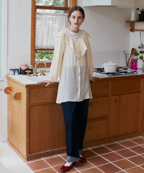 frill heart 付け袖ブラウス