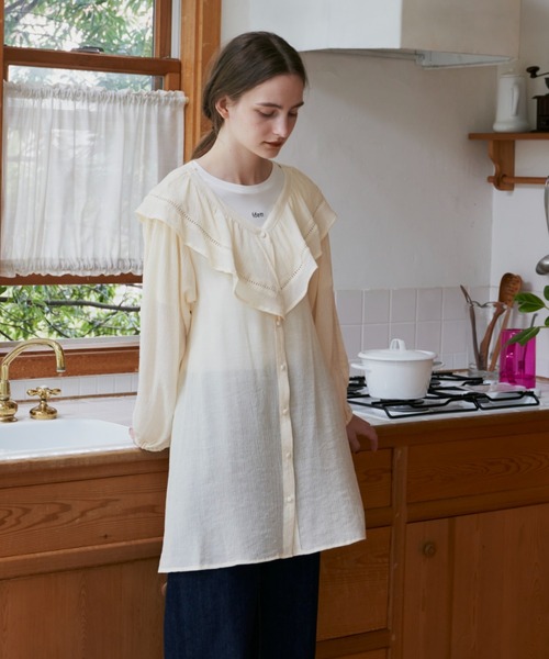 idem(イデム)の「big frill heart blouse/ビッグフリルハートブラウス(シャツ/ブラウス・レディース・ブラック/ピンク/アイボリー・FREE)」の19枚目の写真