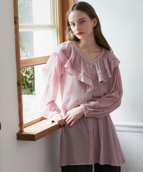 idem（イデム）の「big frill heart blouse/ビッグフリルハート