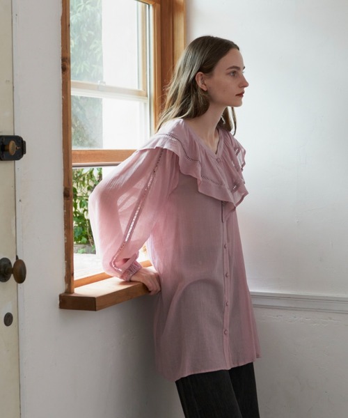 idem(イデム)の「big frill heart blouse/ビッグフリルハートブラウス(シャツ/ブラウス・レディース・ブラック/ピンク/アイボリー・FREE)」の21枚目の写真