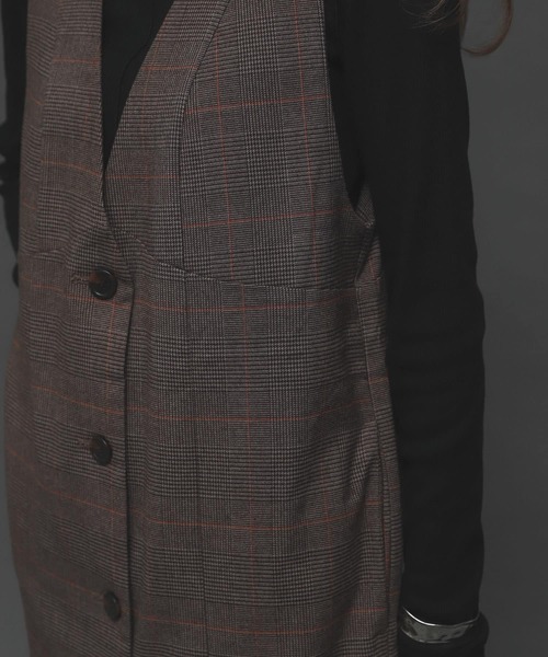 SENSE OF PLACE by URBAN RESEARCH（センスオブプレイスバイアーバンリサーチ）の「ウールライクフロントボタンジャンパースカート（ジャンパースカート・レディース・ブラック/アイボリー/ブラウン系その他・ONE）」の13枚目の写真