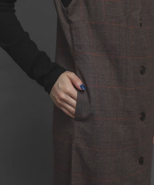 SENSE OF PLACE by URBAN RESEARCH（センスオブプレイスバイアーバンリサーチ）の「ウールライクフロントボタンジャンパースカート（ジャンパースカート・レディース・ブラック/アイボリー/ブラウン系その他・ONE）」の16枚目の写真