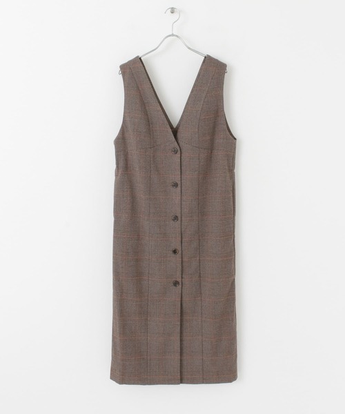 SENSE OF PLACE by URBAN RESEARCH（センスオブプレイスバイアーバンリサーチ）の「ウールライクフロントボタンジャンパースカート（ジャンパースカート・レディース・ブラック/アイボリー/ブラウン系その他・ONE）」の11枚目の写真